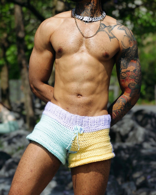 Color Block Retro Shorts